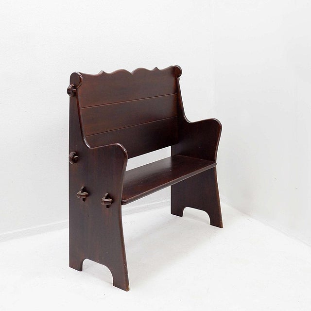 Wood Vintage Wooden Church Bench, 20th Century For Sale - Image 7 of 15