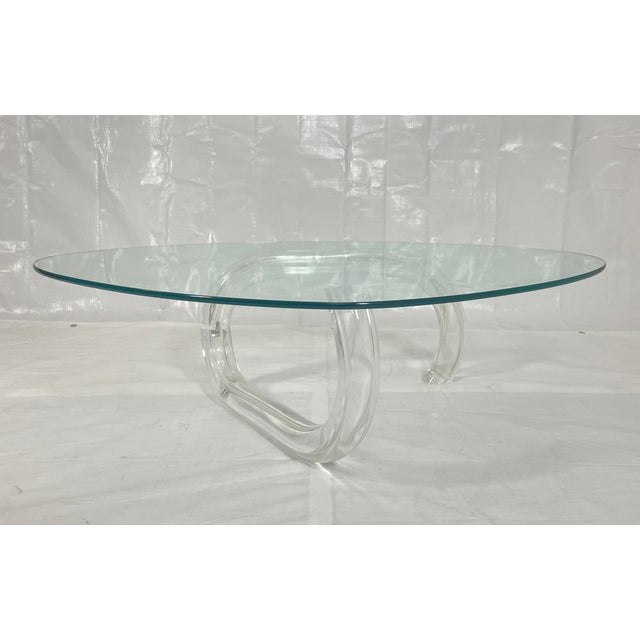 Glass 1970s Charles Hollis Jones “Squiggly Wiggly” Lucite Coffee Table, Usa, Signed & Dated For Sale - Image 7 of 15