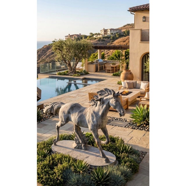 Mid-Century Vintage Cast Iron Garden Horse Statue For Sale - Image 11 of 12