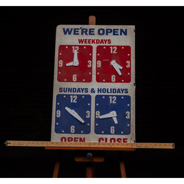 Vintage Open/Close Adjustable Clock Face Flange Business Sign For Sale - Image 12 of 12