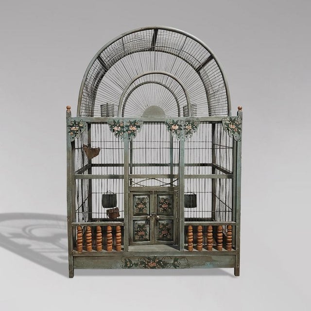 Large Green Birdcage, 1890s For Sale - Image 4 of 4