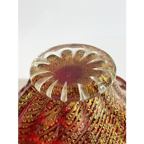 Cordonato Doro Red Gold Murano Glass Bowl from Barovier & Toso, Italy, 1960s For Sale - Image 9 of 10