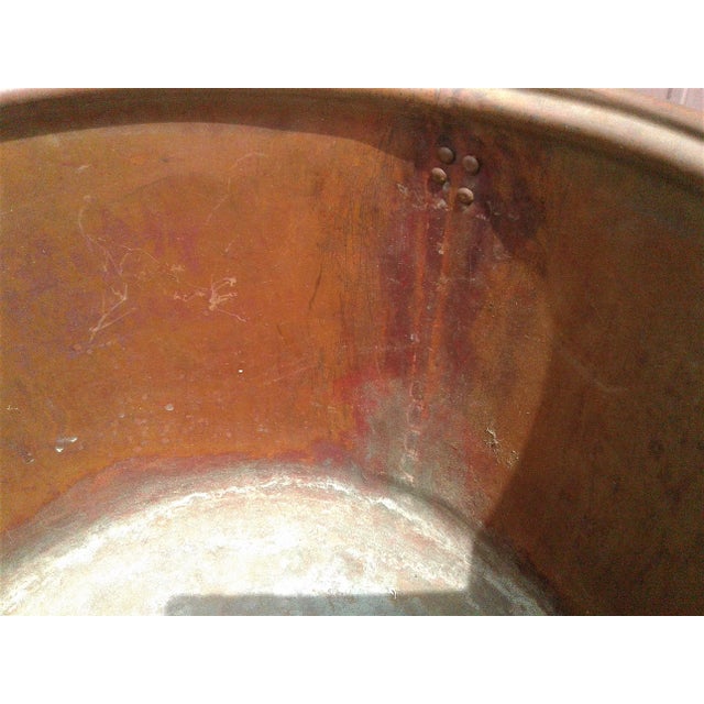 Copper Antique Primitive Copper Kettle or Bucket W Steel Bail Handle For Sale - Image 8 of 12