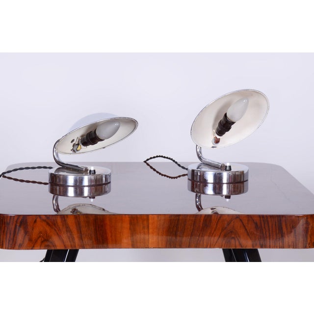 Bauhaus Table Lamps in Chrome and Steel from Napako, Czech, 1920s, Set of 2 For Sale - Image 6 of 11