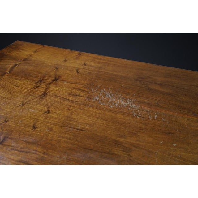 Italian Walnut Desk with Brass Base, Italy, 1950s For Sale - Image 17 of 18