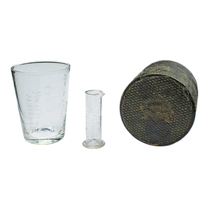 1900s Antique Victorian English Glass Pharmacist's Medicine Cup