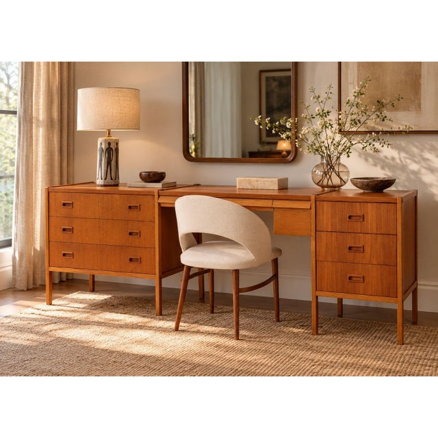 Bertil Fridhagen, Bodafors, Swedish Mid-Century Modern, Petite Desk or Vanity Chair, Wood, Upholstery, Sweden, 1960s A...