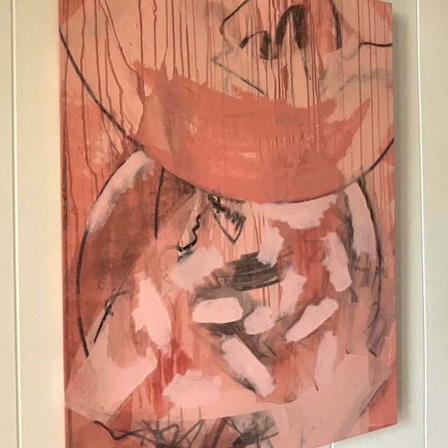 Vintage Signed Abstract Expressionist Pink & Coral Oil Painting For Sale In West Palm - Image 6 of 14