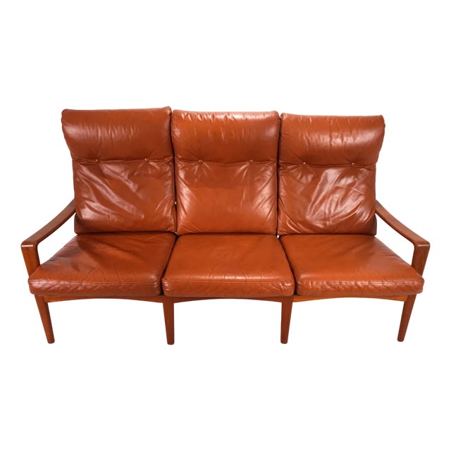 Comfort 3-Seater Sofa in Leather by Arne Wahl Iversen, 1960s For Sale