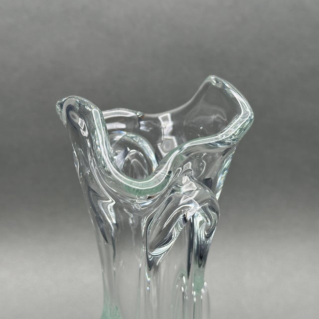 Transparent Vintage Jan Beranek Skrdlovice 1970’s Czechia Clear Glass Organic Bud Vase For Sale - Image 8 of 9