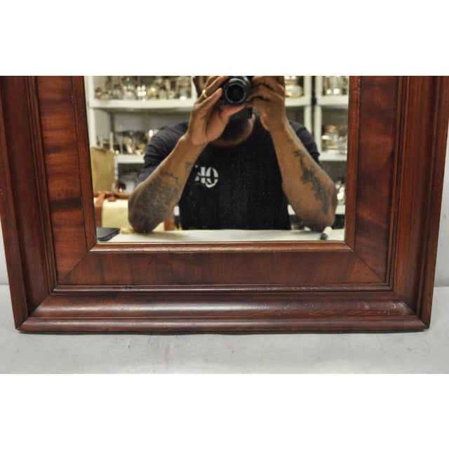 Antique American Empire Crotch Mahogany Wood Frame Rectangular Wall Mirror For Sale - Image 4 of 14