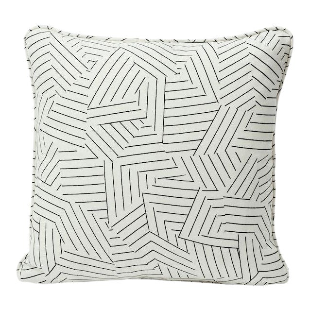 Schumacher X Miles Redd Deconstructed Stripe 22" Pillow in Black & White For Sale