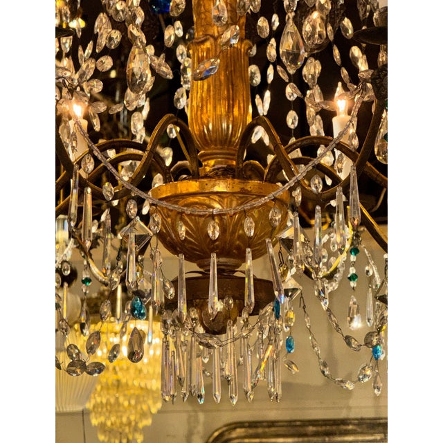 Late 18th Century 18th Century Italian Giltwood and Crystal Chandelier For Sale - Image 5 of 7
