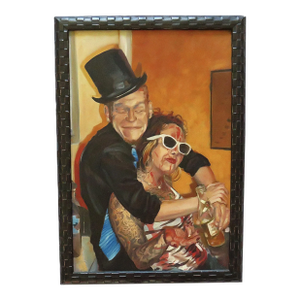 Post Modern Oil Portrait Painting of a Couple Man & Woman