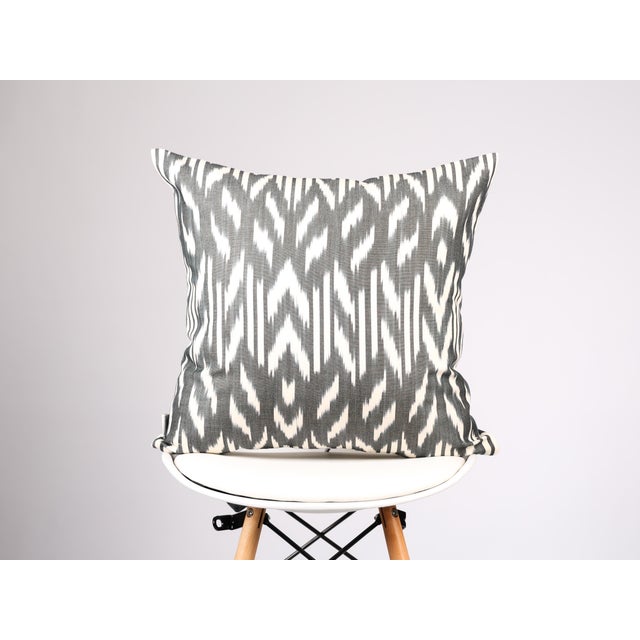 Asian Black and White Ikat Pillow Cover For Sale - Image 3 of 6