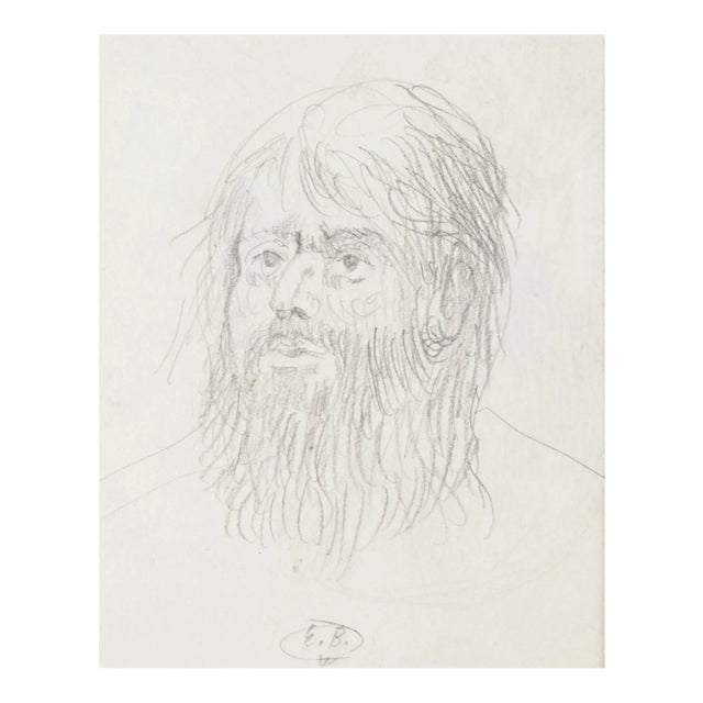 Eugène Berman, Head of Man, 1950s, Original Pencil Drawing For Sale