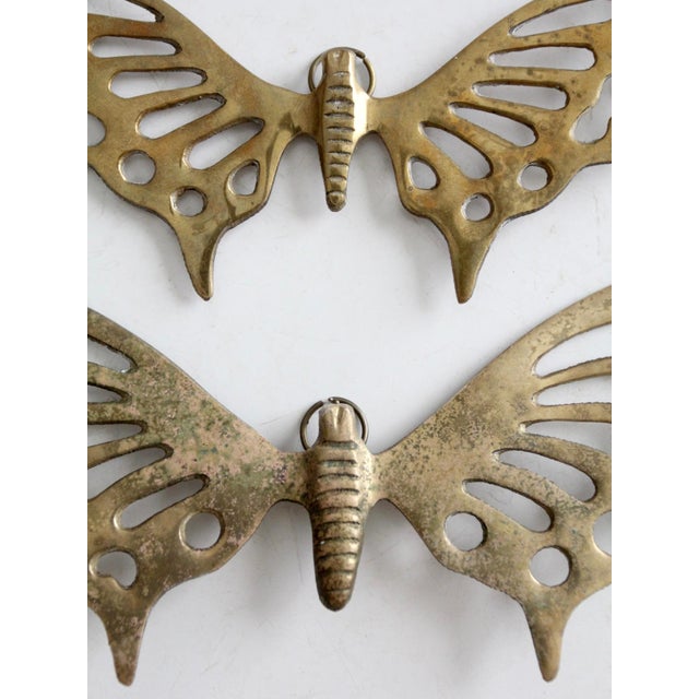 Mid-Century Brass Butterfly Wall Hangings Pair For Sale - Image 10 of 12