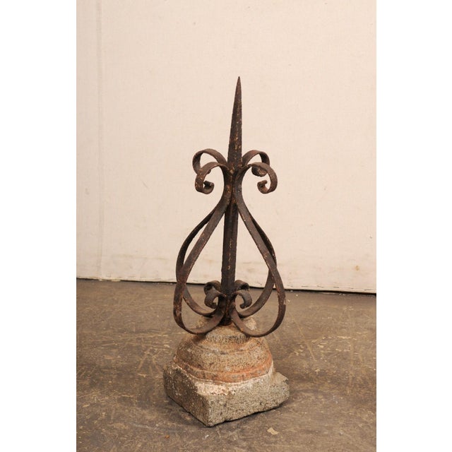 Oxblood Red French 19th Century Iron Finials on Granite Bases - Set of 2 For Sale - Image 8 of 9