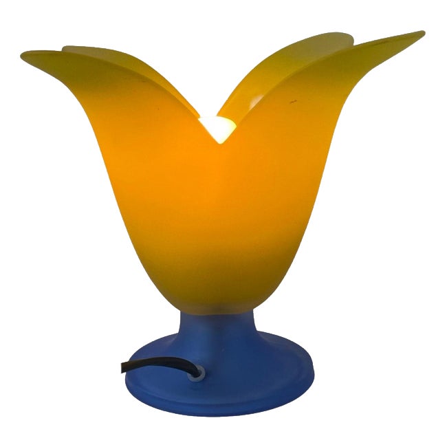 Glass Tullip Table Lamp in Blue and Yellow from Vandeheg, Netherlands ...