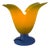 Glass Tullip Table Lamp in Blue and Yellow from Vandeheg, Netherlands For Sale