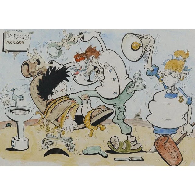 Dennis the Menace Beano Cartoon Dentist Visit, Original Ink & Watercolour For Sale - Image 4 of 4