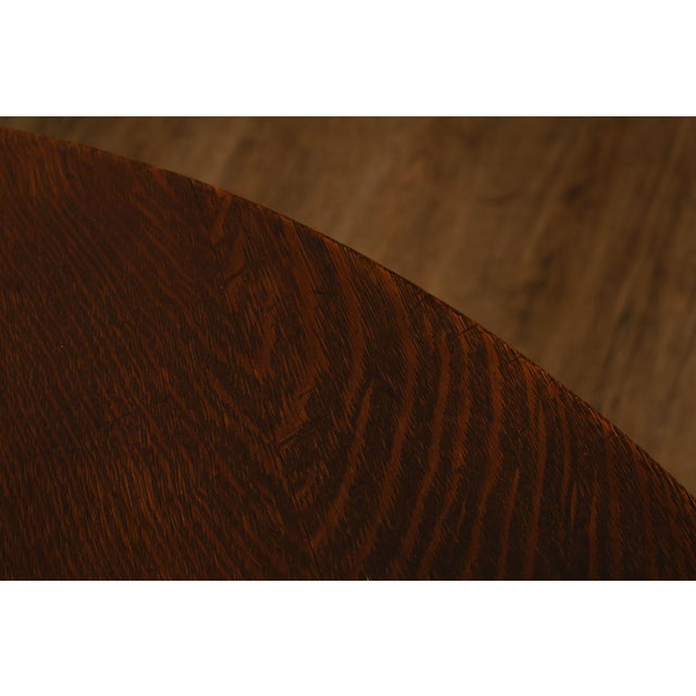 Antique Stickley Brothers 48" Round Oak Dining Table w/2 leaves For Sale - Image 9 of 18