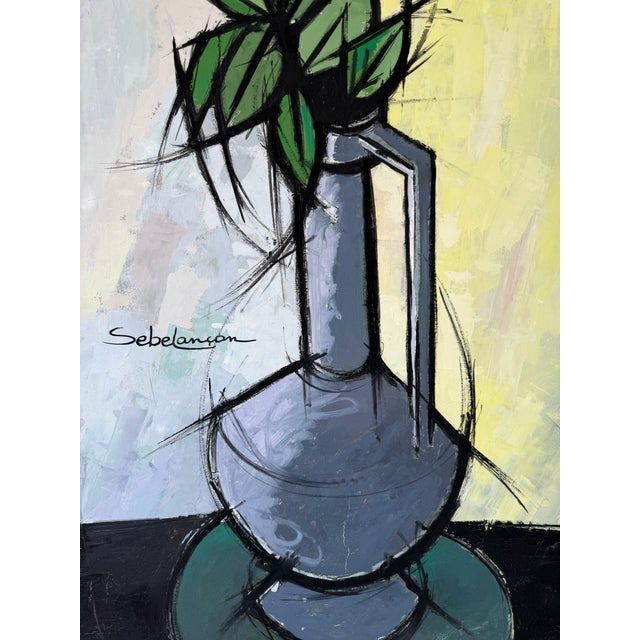 Green Vintage Sebelancon “Boutons De Roses” Original Oil on Canvas Painting – Framed For Sale - Image 8 of 16