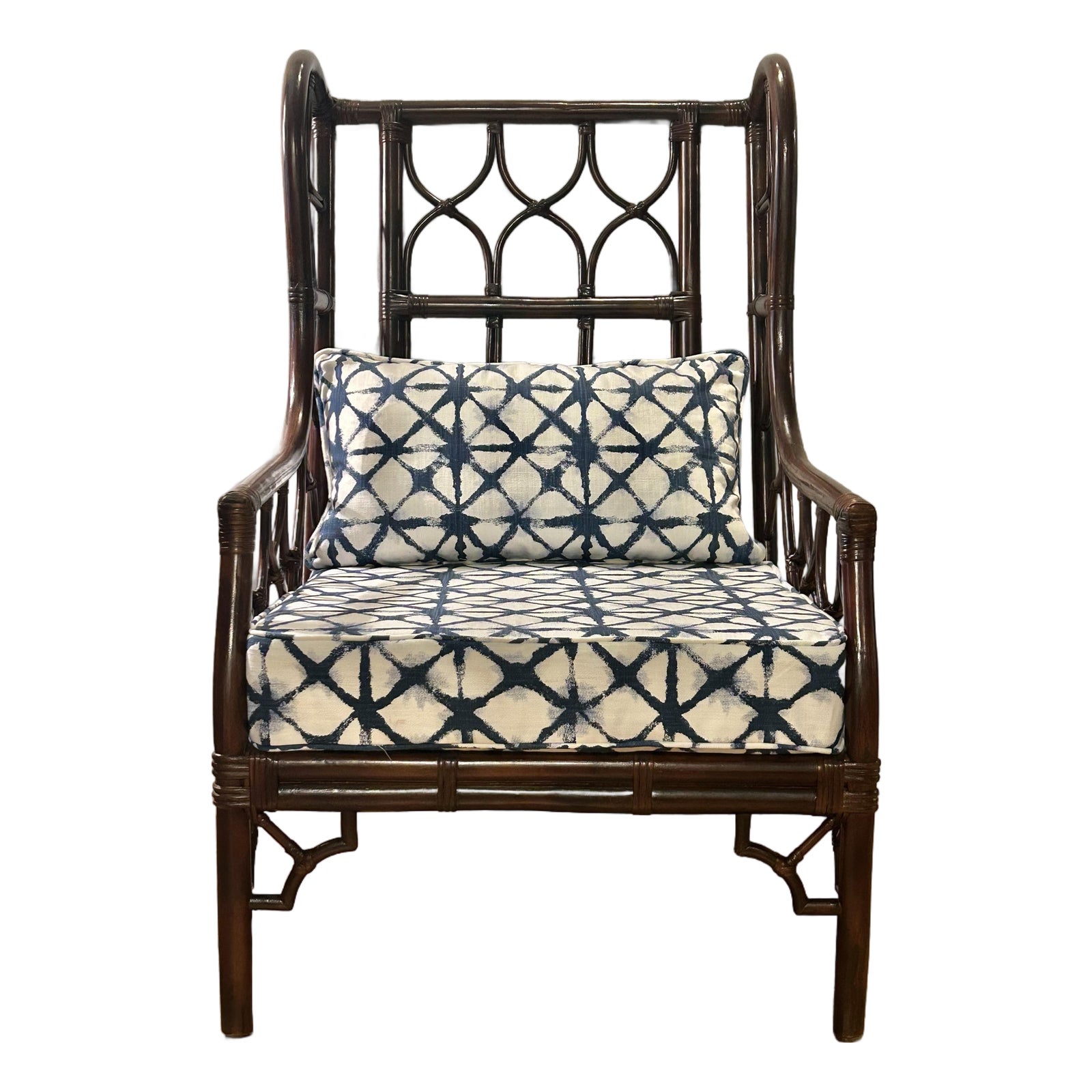 Vintage Very Large Chinoiserie Wrapped Rattan Wingback Chair in the ...
