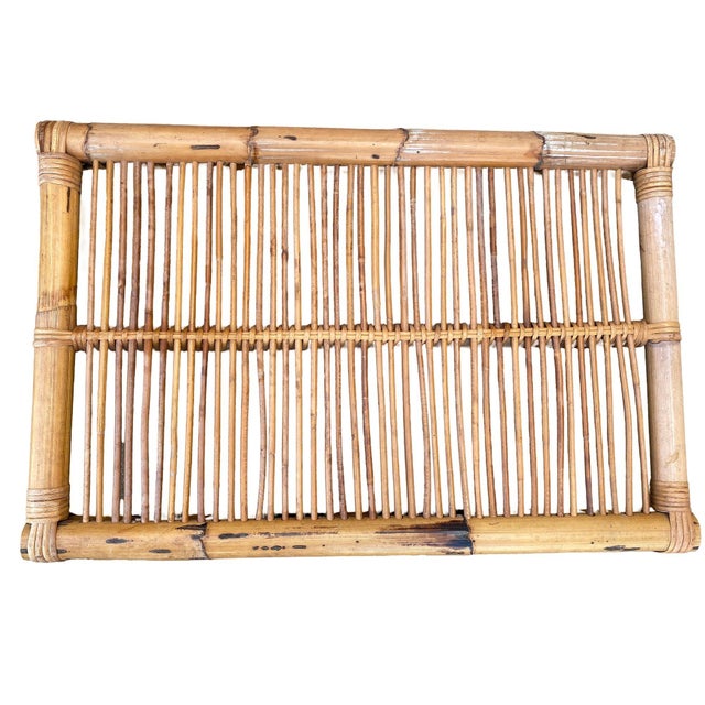 1930s Restored Art Deco Stick Reed Rattan Serving Tray For Sale - Image 4 of 6