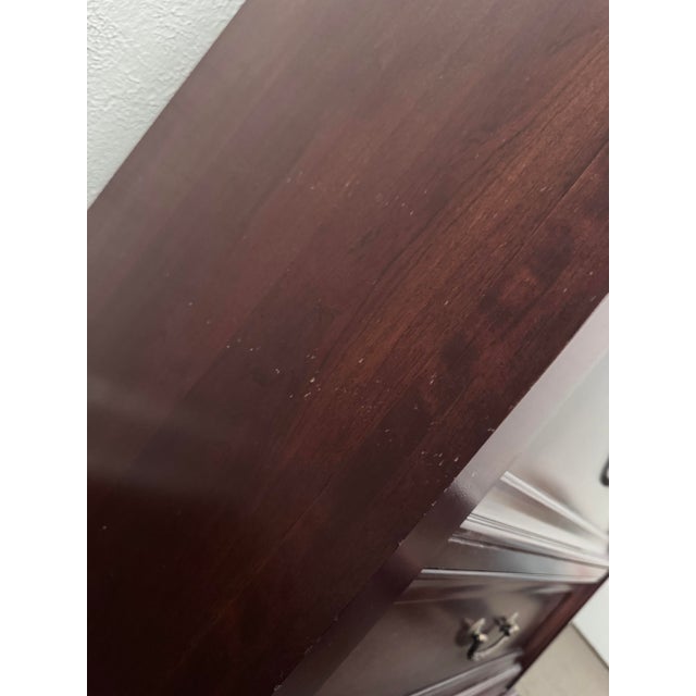 Vintage Ethan Allen Medallion Cherry Wood Tall Chest of Drawers For Sale - Image 10 of 18