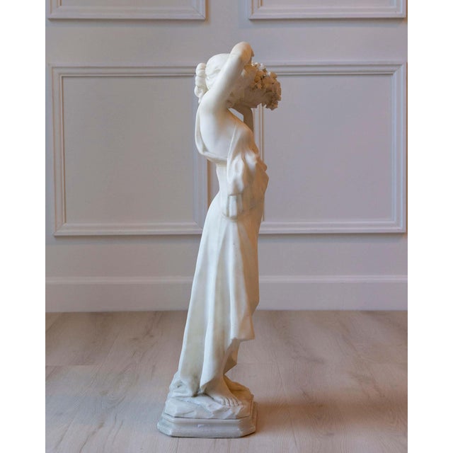 Stone Late 19th / Early 20th-Century Volterra Alabaster Figure of a Flower Girl For Sale - Image 7 of 18