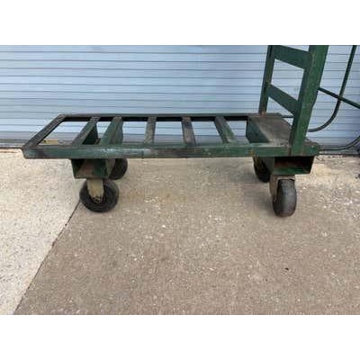 Dark Green Vintage Industrial Iron Rolling Cart, Unattributed Design, USA, 1960 For Sale - Image 8 of 10