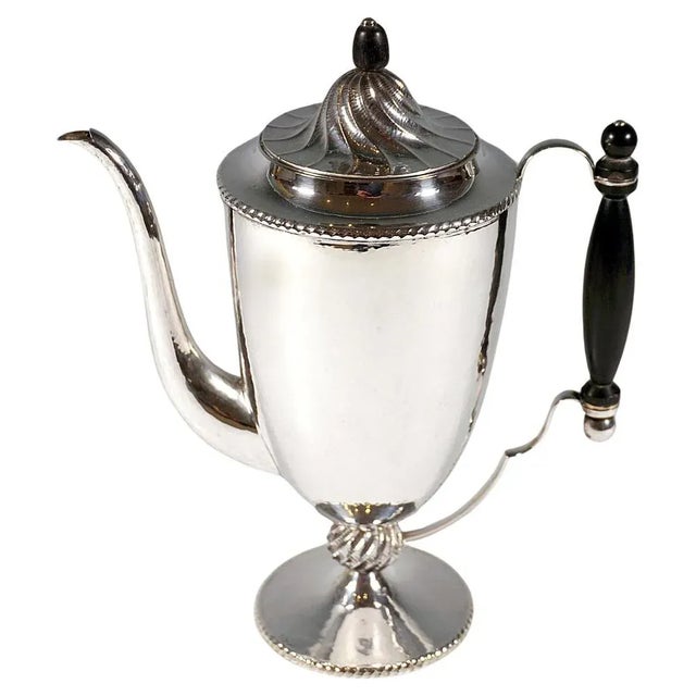 Viennese Art Deco Silver Fishing Coffee Pot attributed to J.C. Klinkosch, 1920s For Sale - Image 9 of 9