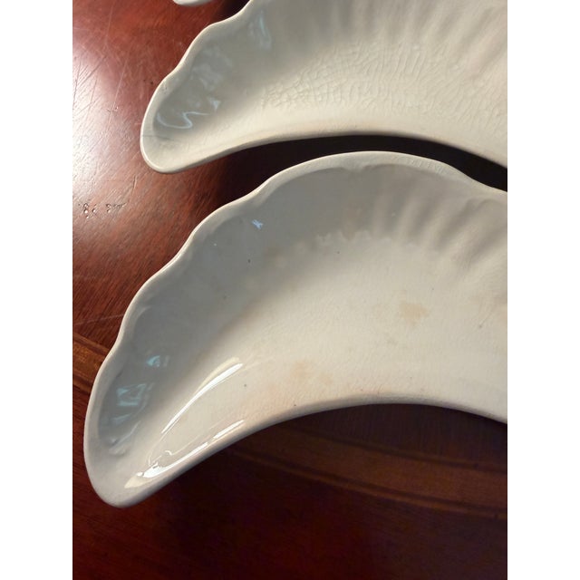 Antique J & E Mayer Semi Vitreous China Crescent Bone Plates 1881-1899 - Set of 6 For Sale - Image 6 of 15
