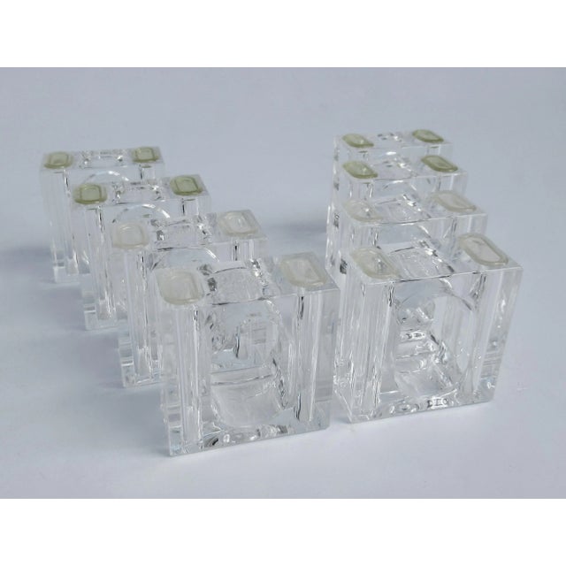 Vintage; Mid-Century Modern, rectangular-shpaed, transparent lucite napkin rings by Lillian Vernon. There are 2 sets of 8...