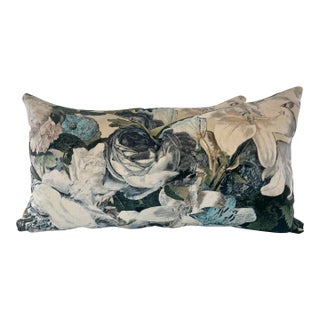 Mulberry "Floral Pompadour Velvet" in Sage 12"x22" Lumbar Pillows - A Pair For Sale