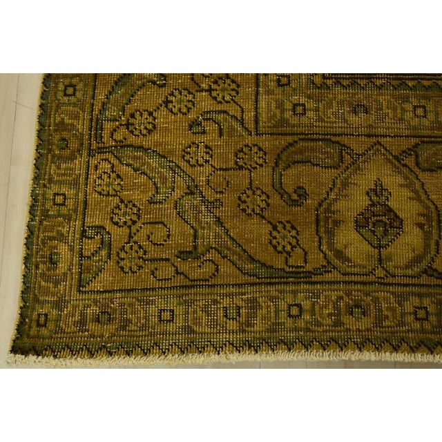 Tabriz Rug 9’9” X 11’11” Gold Wool Vintage Overdyed Hand-Knotted Carpet For Sale - Image 12 of 15