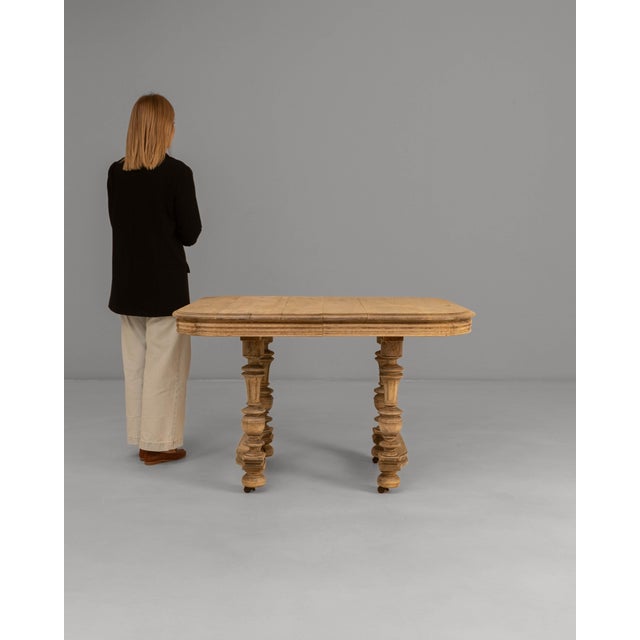 1900s Belgian Renaissance Revival Oak Table on Wheels For Sale - Image 17 of 18