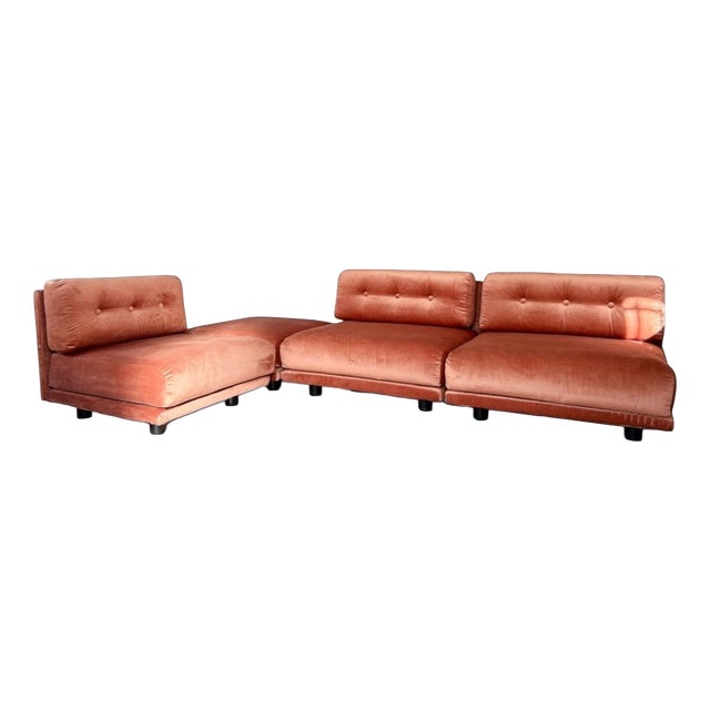 Salpol Modular Sofa in Dralon Velvet, Italy, 1970, Set of 4 For Sale