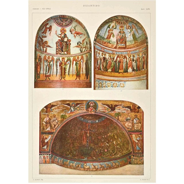 Byzantine Decorative Style is a print on ivory-colored paper realized by Andrea Alessio in the early 20th Century. Signed...