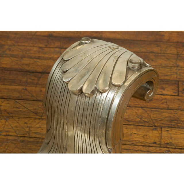 Early 21st Century The Wave, Contemporary Silver on Bronze Scrolling Coffee Table Base For Sale - Image 5 of 11