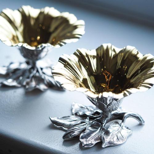 Antique Silver Salt Cellars with Naturalistic Flower Decor by William Bateman, 1832, Set of 2 For Sale - Image 10 of 18