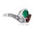 14k White gold bypass ring with 1.32 carat pear shape Burma Ruby, 0.92 carat Colombian emerald, 16 round diamonds weighing...