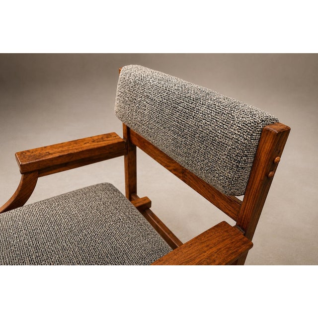 Brazilian Modern Pair of Armchairs in Caviúna Wood & Performance Boucle, Brazil, 1960s - Lot 103B For Sale - Image 13 of 18