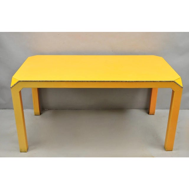 Vintage Hollywood Regency Orange Vinyl Laminate Parsons Style Dining Table Desk For Sale - Image 11 of 18