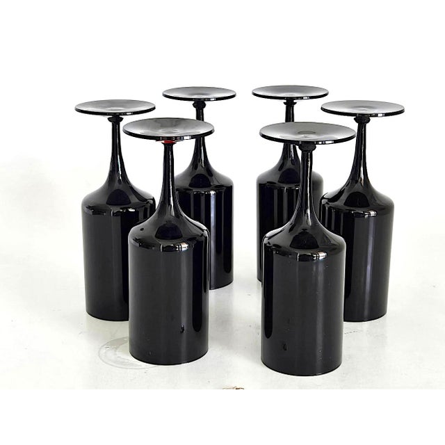 Morgantown Glass 1970s Water Goblets in Nocturne Black by Seneca Glass, Set of 6 For Sale - Image 4 of 15