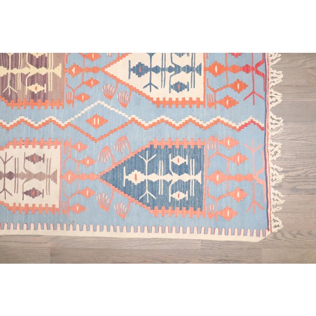 Mid 20th Century Vintage Zabihi Collection Tribal Blue Persian Kilim - 3'7" x 5'4" For Sale - Image 5 of 8