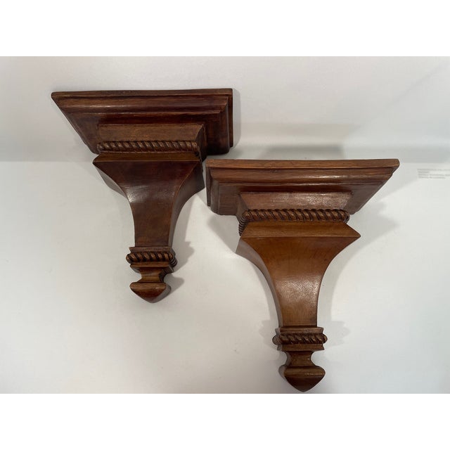 Mid 20th Century Neoclassical Style Wood Corbels Wall Shelf Brackets - A Pair For Sale - Image 15 of 18