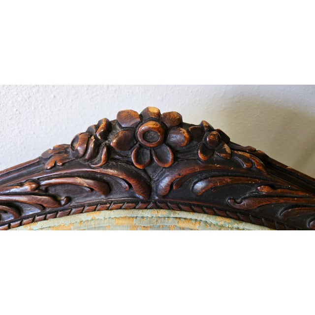 Textile Antique Louis XV Style Bergère Barrel-Back Silhouette Armchair – Rococo Revival, Late 1800s For Sale - Image 7 of 18