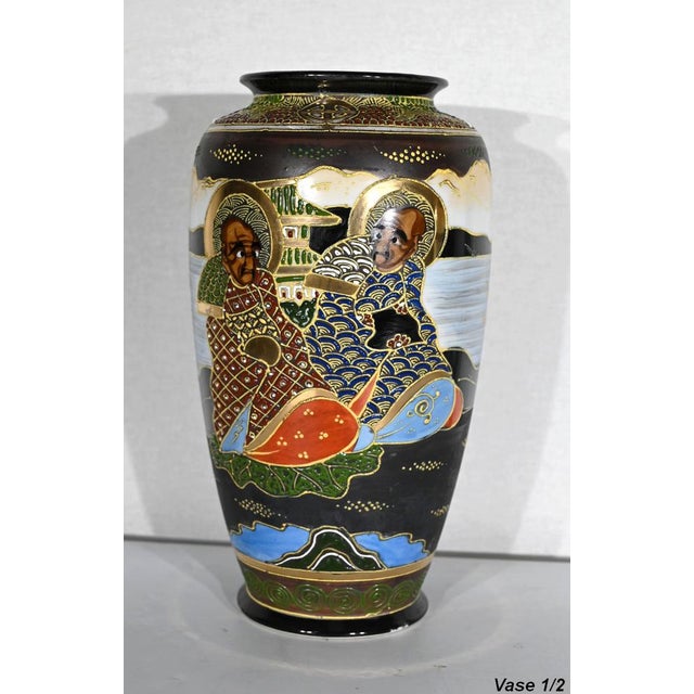 Early 20th Century Japan Porcelain Satsuma Vases, 1890s, Set of 2 For Sale - Image 4 of 18